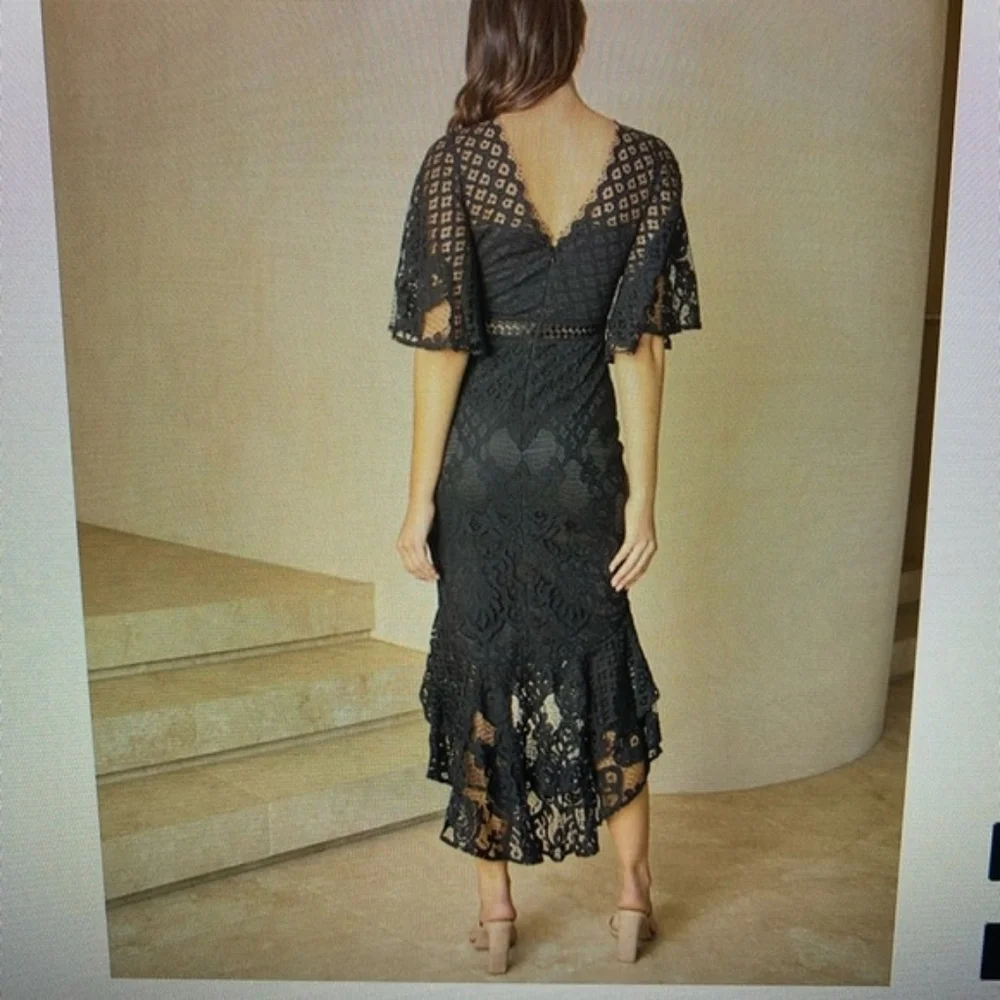 💘 Lady Black Tie Reyna Lace Dress Navy Size 4 S - Picture 4 of 10
